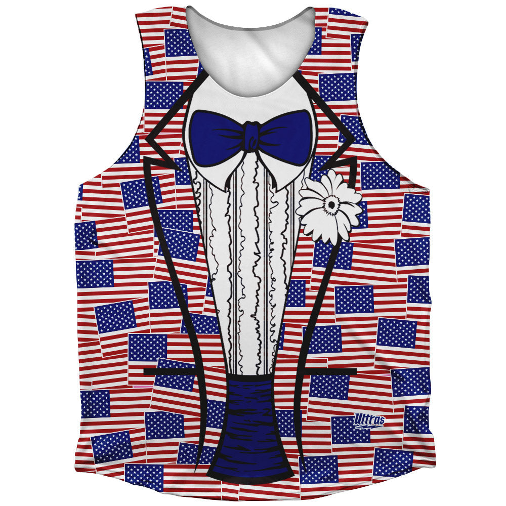 United States American Party Flags Tuxedo Athletic Tank Top
